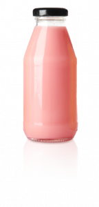 A bottle of pink juice