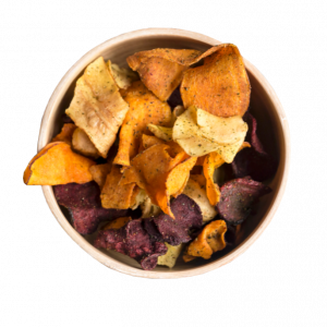 A bowl of potato chips