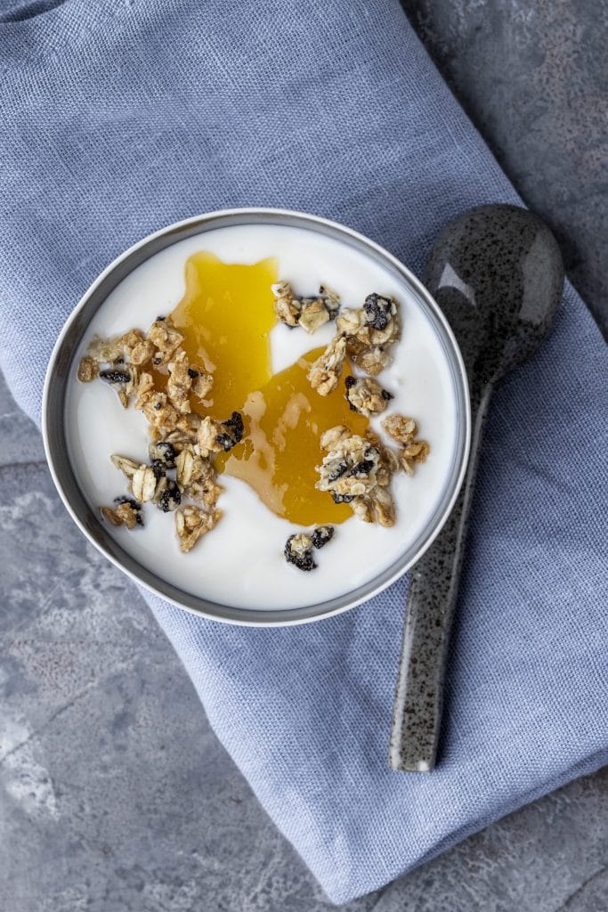 A yogurt fruit bowl