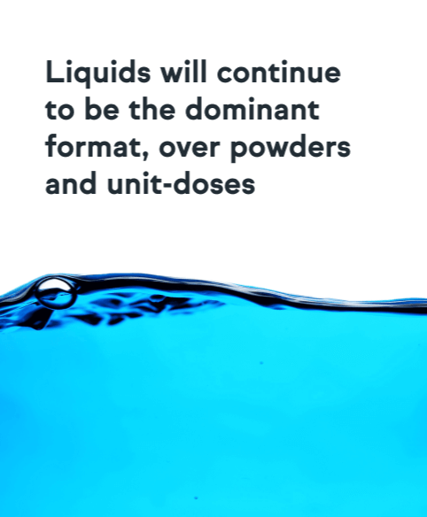 A close-up image of a blue liquid with a small bubble on the left side, accompanied by text stating 