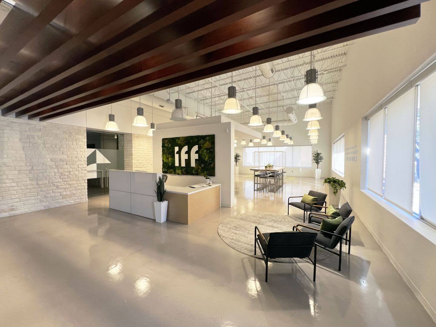 Main lobby in the IFF location in Carrollton, Texas