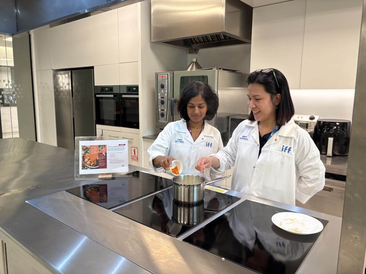 IFF team members working in the kitchen in the Dubai laboratory and facility
